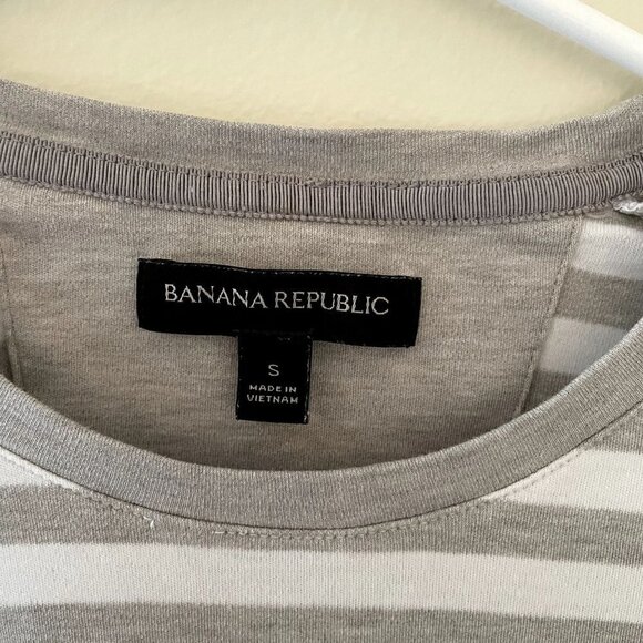 Banana Republic white and gray long sleeved t-shirt cotton casual comfortable - Picture 5 of 7
